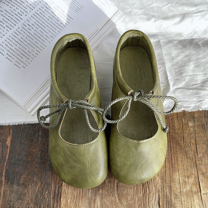 Forest Style Lace-Up Women's Shoes, New Spring Style Single Shoes for Women, Comfortable Flat-Soled Loafers for Women, Versatile Soft-Soled Retro Casual Shoes