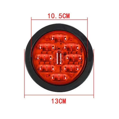 24V CIMC semi-trailer tail light truck 4inch reverse, turn, and brake light LED super bright waterproof round rubber light (Brake light) - four-inch-6d-lens-single-light-red-1-piece-other