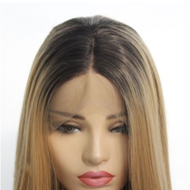 NEWLOOK, casco de encaje delantero de fibra química europea y americana, color T, cabello largo recto dorado, fábrica al por mayor