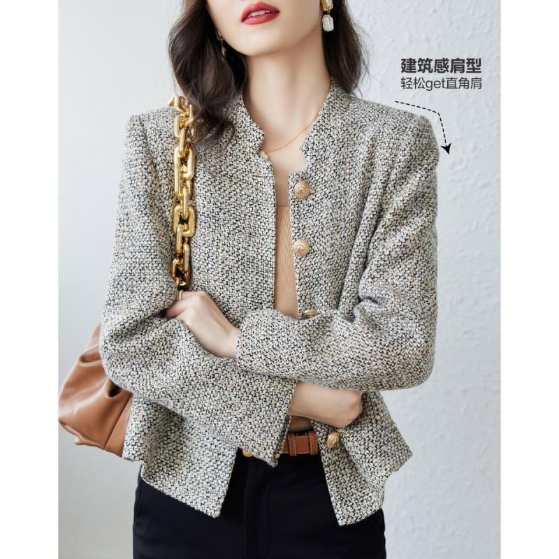 小香风外套女2025新款立领女装小个子气质短款洋气感秋季上衣|undefined