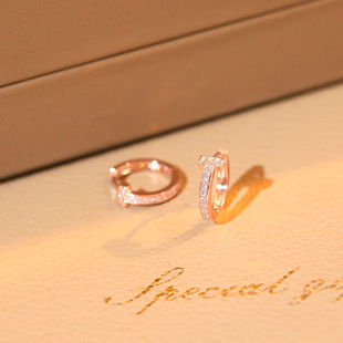 Authentic 925 Sterling Silver Rose Gold T Letter Ear Buckle Earrings Women's 2024 New Fashionable High-end Light Luxury Ear Ring Earrings