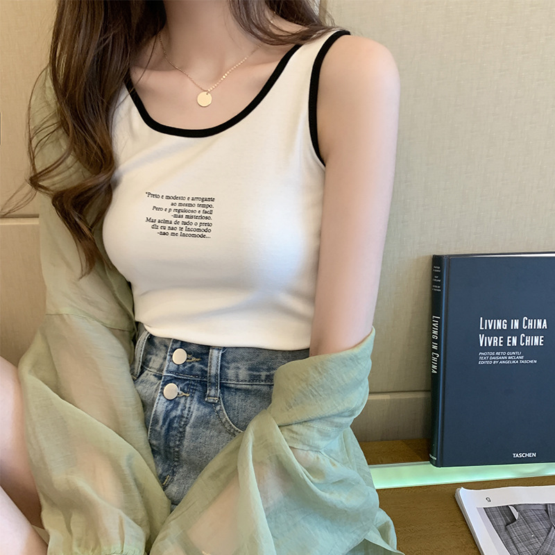 White Vest Inner T-Shirt Women's 2022 Summer New Korean Style Outfit Niche U-Back Slim Base Top White Vest Inner T-Shirt Women's 2022 Summer New Korean Style Outfit Niche U-Back Slim Base Top