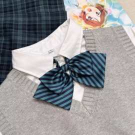 原创手作JK制服校供感领结条纹蝶形领结双层领花女衬衫配饰百搭潮