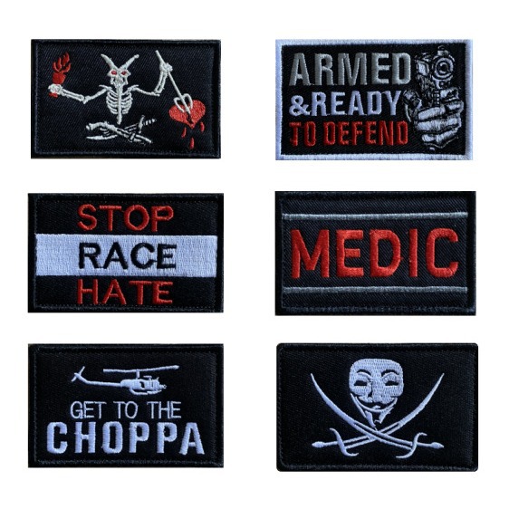 臂章英文字母刺绣布贴魔术贴臂章送毛面战术补丁刺绣魔术贴