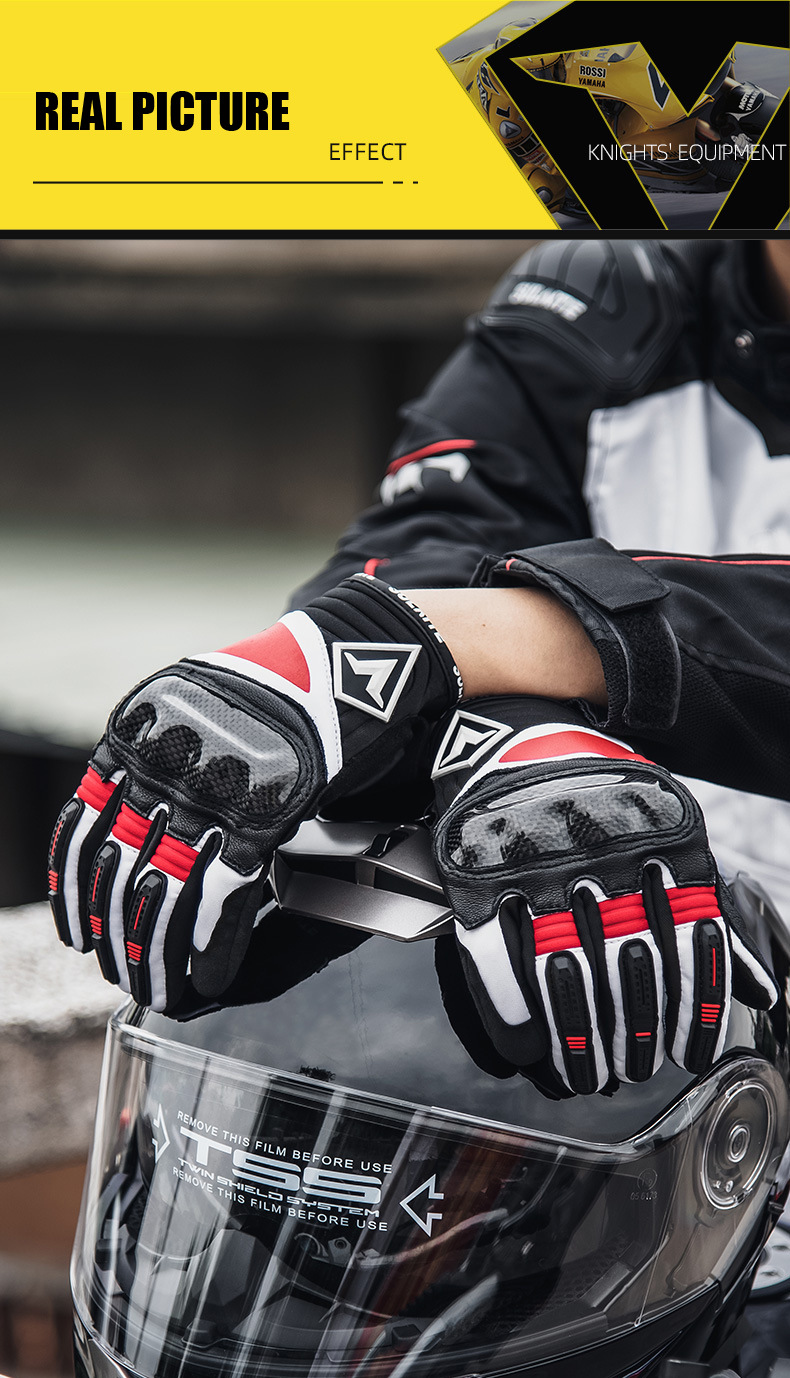 Mănuși de motocicletă din piele de oaie cu ecran tactil, pentru motociclete off-road, vehicule electrice, anti-cădere, echipament Knight, toate_voghion.com