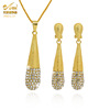 Necklace and earrings for bride, set, fashionable jewelry, 24 carat, diamond encrusted, European style