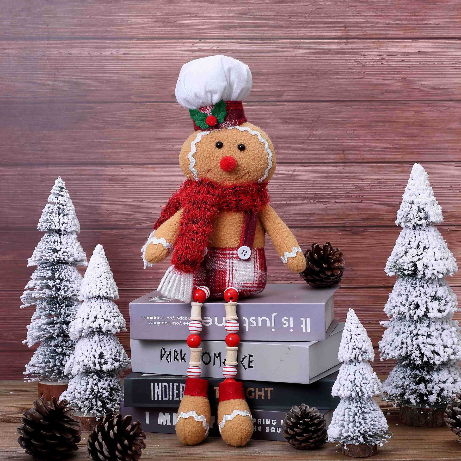 Comercio exterior nueva decoración de Navidad pan de jengibre muñeca muñeca de madera muñeca de madera muñeca de lana muñeca enana europea y americana