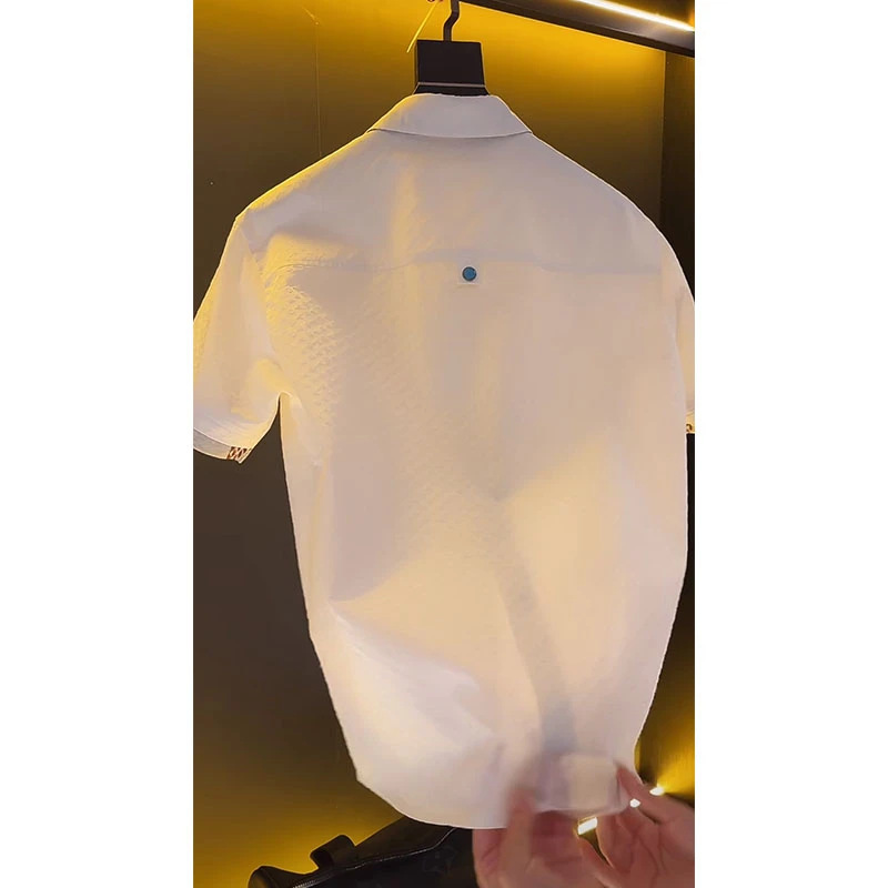 ヨーロッパの高級ブランド紳士服トップス 2025 夏の新デザインテクスチャード紳士カジュアルポロシャツ|undefined