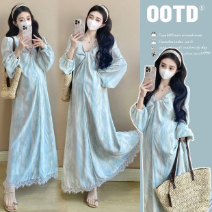 Maternity 2025 Spring New French High-end Dress Lace Loose Dress for Pregnant Women dress