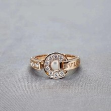 宝家925银时来运转戒指镶钻白贝母铜钱币圆环女18K玫瑰金纯银对戒