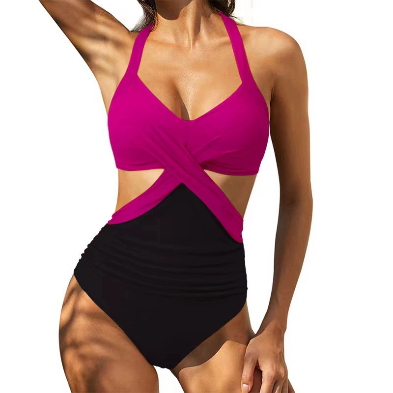 Multicoloured fitted swimwear, 2023, European style, high waist, Amazon