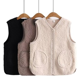 Lambswool vest plus size women's artistic 2023 autumn and winter chubby girl vest vest 63211