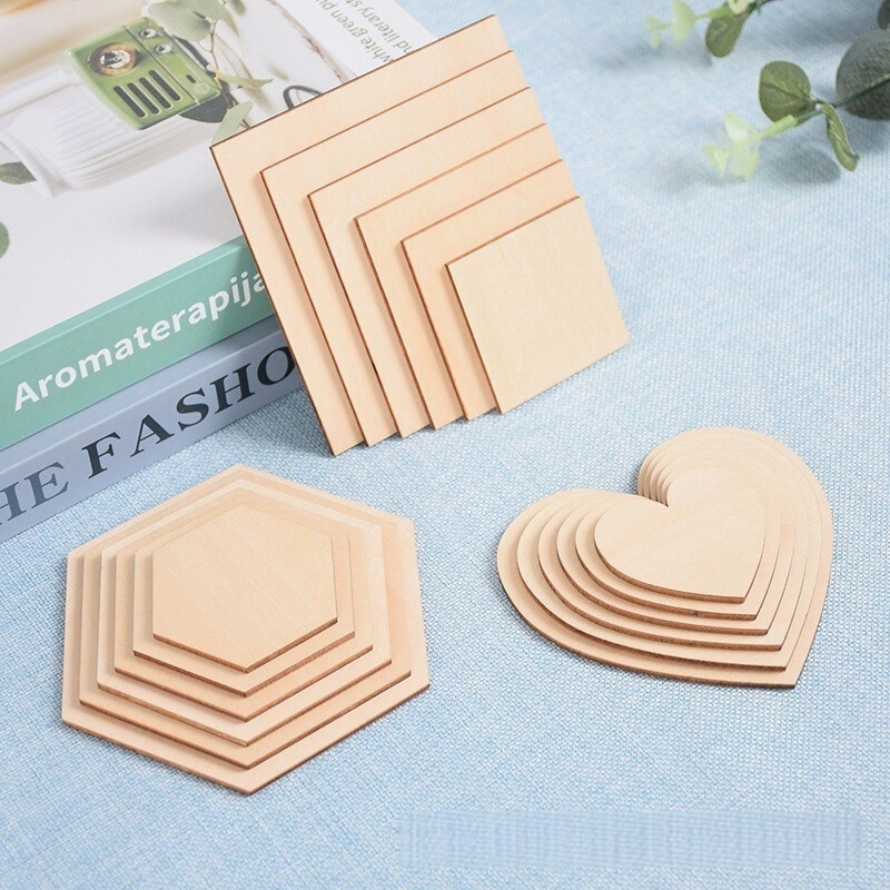 Round geometric wooden base plates, square customizable clay shapes, laser-cut oval wood pieces, and other wooden boards Round geometric wooden base plates, square customizable clay shapes, laser-cut oval wood pieces, and other wooden boards