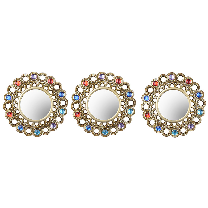 Espejo decorativo moderno anticuado de plástico, marco hueco tridimensional, espejo de pared retro para hogar/sala