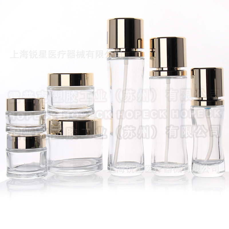 期货HOPECK美容护肤品宫廷皇冠玻璃奢华水乳精华按压分装空膏霜瓶