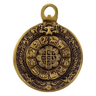 Xizang Pure Brass Nine Palace Восемь схем карты счастливый год мужское и женское ожерелье кулон брелок Сейф