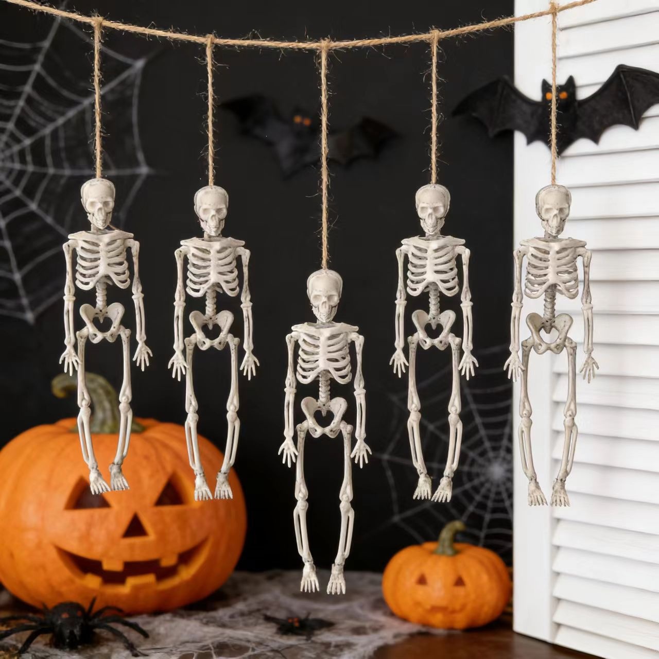 Transfronterizos Halloween esqueleto humano colgante fantasma fiesta decoración adornos horrores accesorios fantasma esqueleto fantasma