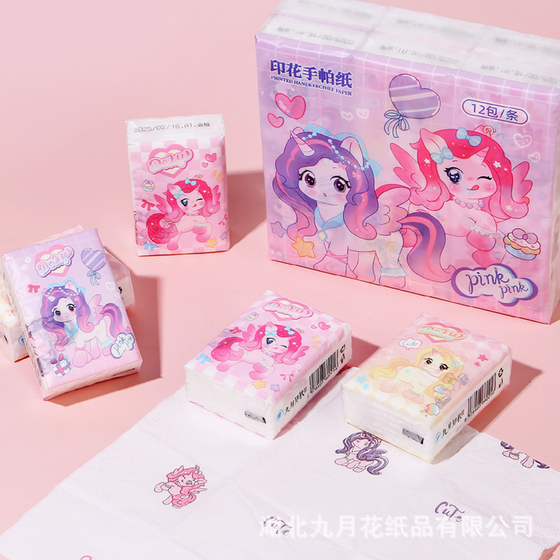 100% 原生木材パルプかわいい漫画プリントハンカチ紙学生児童小包ティッシュ携帯しなやか優等品|undefined