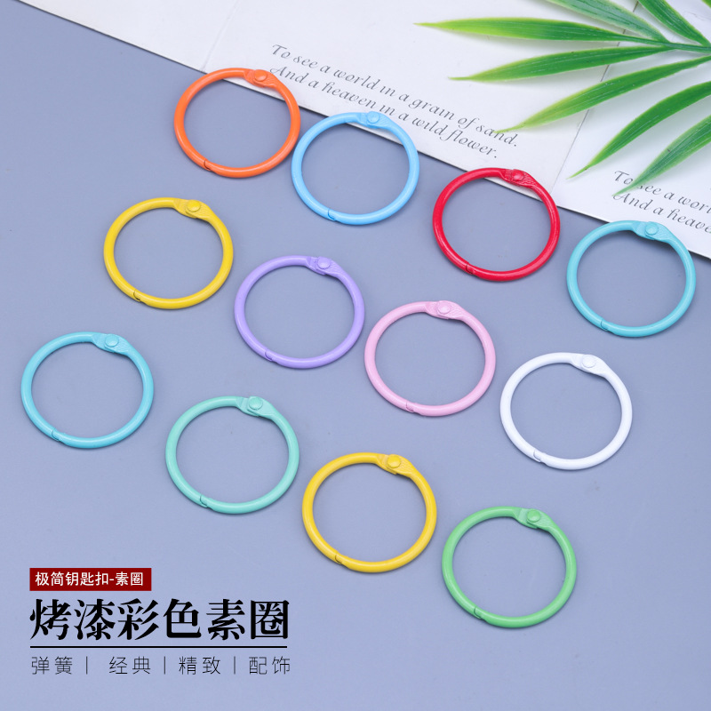 Sơn màu trơn móc khóa lò xo móc khóa làm bằng tay vòng chìa khóa túi phụ kiện trang sức vòng thẻ bán buôn