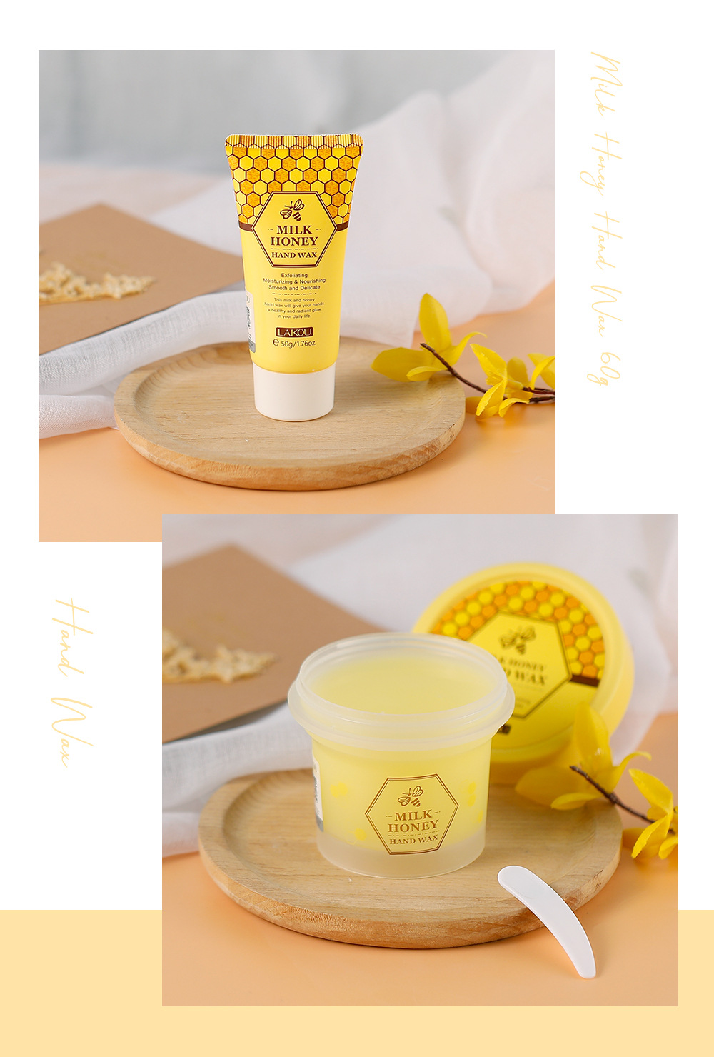 Cross-border English version LAIKOU Honey Milk Hand Wax 120g Hand Mask Moisturizing, hydrating and hydrating Autumn and winter manufacturer in stock undefined