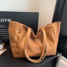 韩版大容量手提托特包女2025冬新款潮帆布包百搭单肩包通勤腋下包