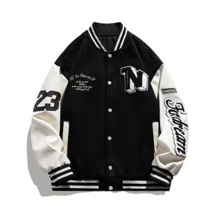 New baseball jacket women's spring and autumn PU leather fashion brand American couple baseball uniform loose jacket men's fashion