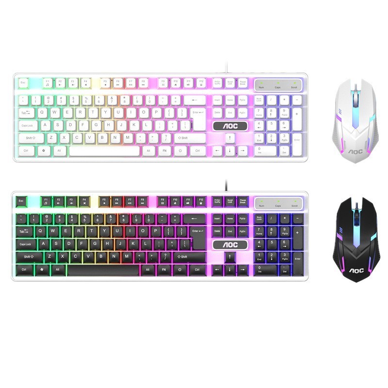 冠捷AOCKM100有線USB発光キーボードマウスセット機械手触りバックライト懸濁キーキャップセット|undefined