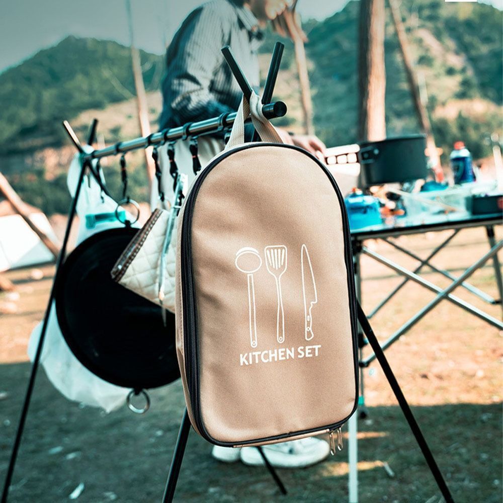 Acampar al aire libre utensilios de cocina bolsa de almacenamiento conveniente portátil camping barbacoa utensilios de cocina camping cuchillos viaje vajilla bolsa