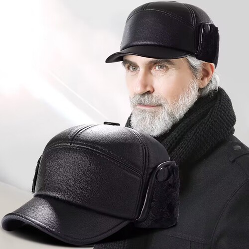 Autumn and winter middle-aged and elderly dad hats, middle-aged hats, elderly ear protection caps, peaked hats, winter warm men's winter hats
