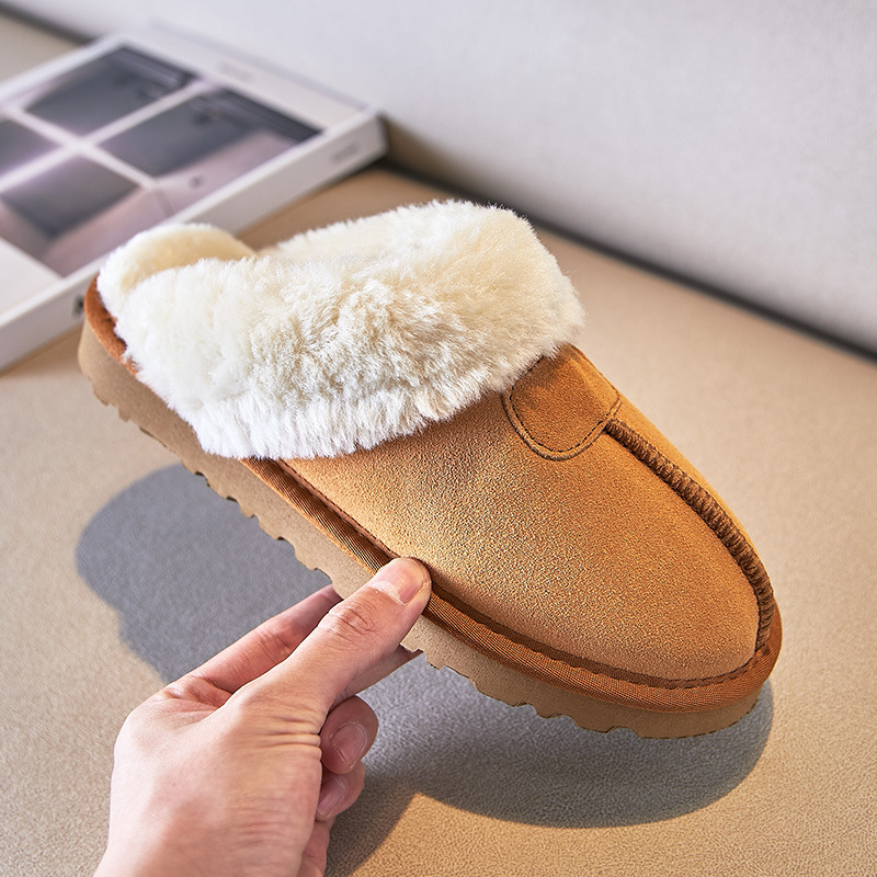 Cowhide Toe-Toe Slippers for Women, 2025 New Style Household Sangpo Shoes, Cross-Border Export Wholesale Snow Boots, Half Slippers