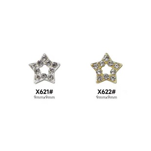 New Cut Out Five-Pointed Star Nail Art Jewelry Shiny Five-Pointed Star Full Diamond Alloy Stereo Nail Diamond Decoration