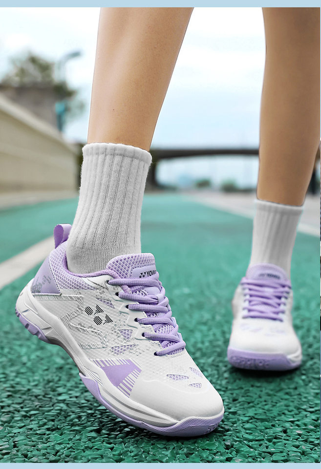 Giày cầu lông nữ chuyên nghiệp thi đấu tập luyện, giày tennis siêu sợi thoải mái, gót 3-5 cm — màu tím chi tiết 6
