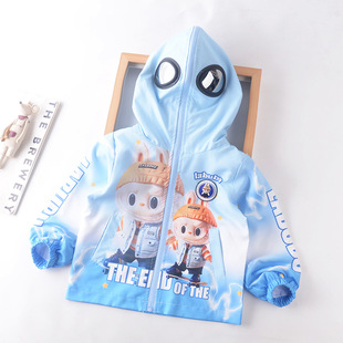 Children's Jacket 2025 Autumn New Cartoon Style Zipper Cardigan Boys Gradient Windbreaker Trendy Jacket Batch