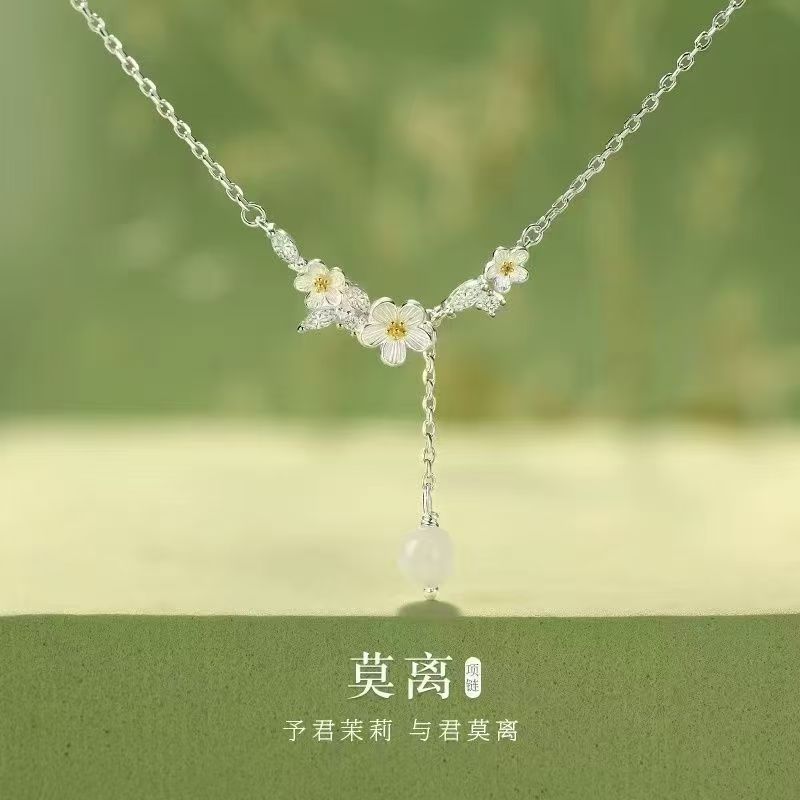 Jasmine Mo Li Necklace for Women, Niche Versatile Simple Fresh Sweet Light Luxury High-End Design Gift for Girlfriend