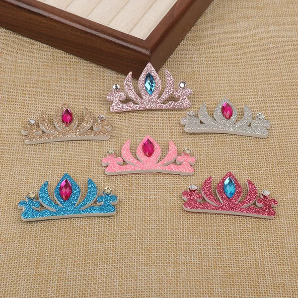 Factory Direct Sales 3X5.5Cm Princess Crown Handmade Flower Semi-Finished Fabric Flower DIY Accessories Clothing Head Flower