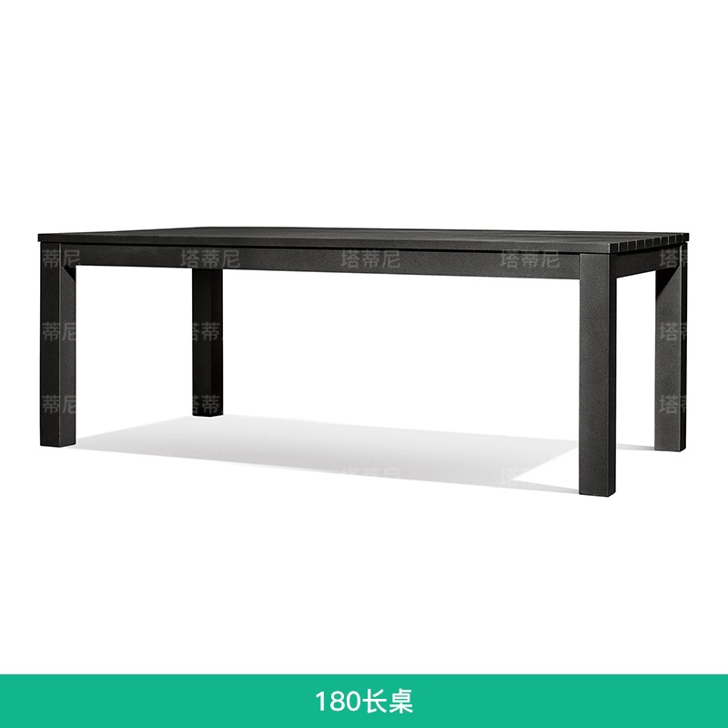 Mesa y sillas de patio al aire libre de alta gama terraza de jardín al aire libre impermeable a prueba de agua y protección solar de madera maciza mesa larga de hotel villa de madera