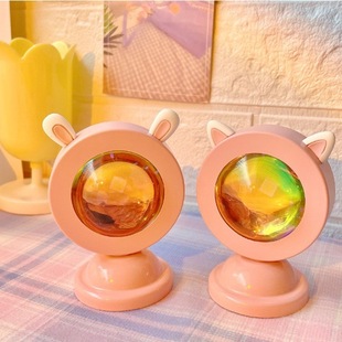 Sunset Luminous Ornaments Night Light Mini Floor Table Lamp Cat Ears Rabbit Ears Sunset Light Sunset Projection Lamp