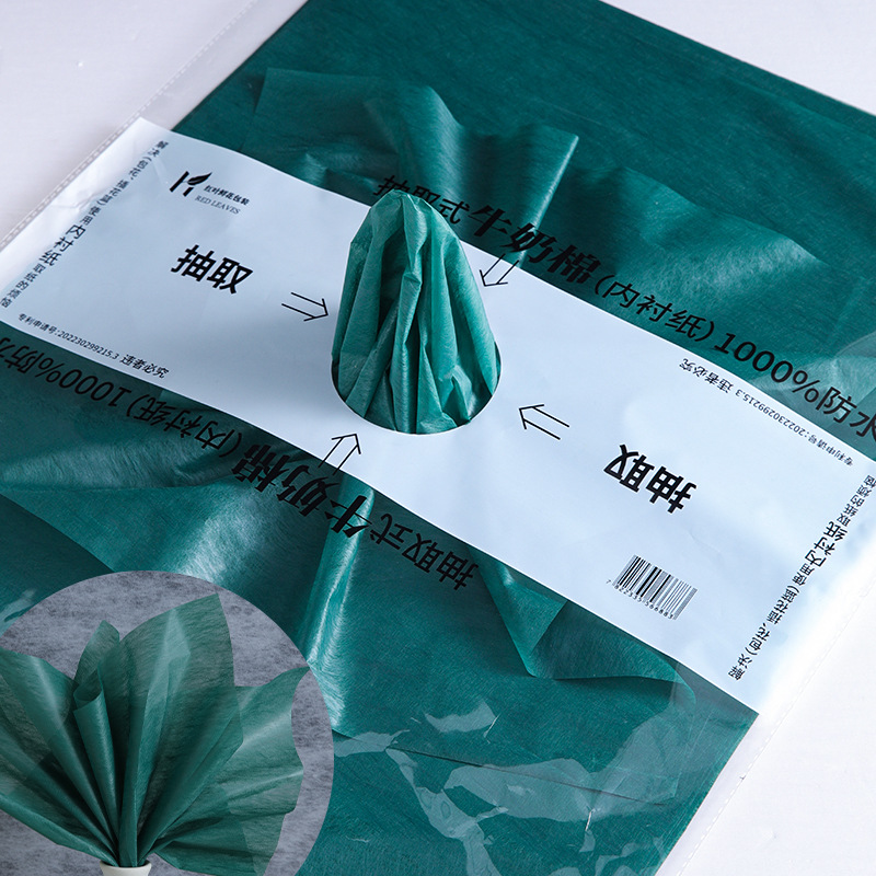 Papel de revestimiento de algodón de leche extraíble, material de floristería, material de embalaje, material de embalaje, papel de pera impermeable, papel de algodón de embalaje floral