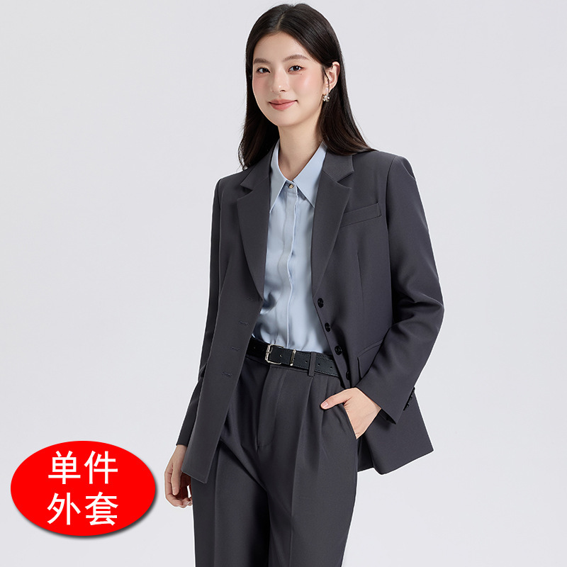 灰色西装外套女职业正装2025新款春秋季小个子大学生面试西服套装|undefined