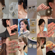 银针网红同款耳坠女欧美潮流蝴蝶结耳环女韩国简约合金耳钉女