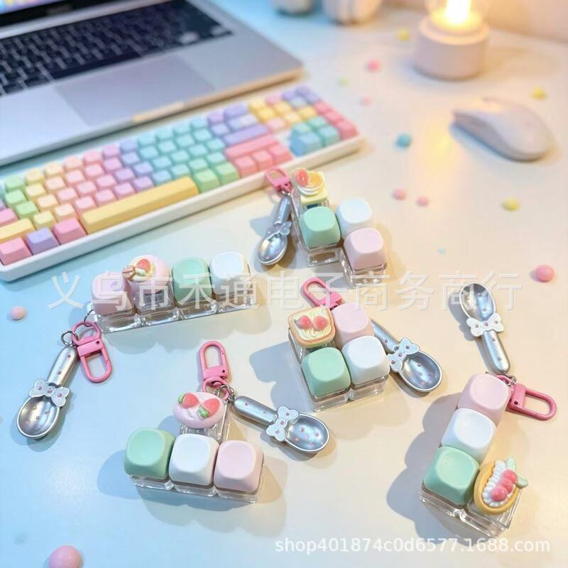 Keyzonic Pink Strawberry Cake Spoon DIY Cross-Axis Round Keycap Universal Illuminated Keyboard for Stress Relief and Play Keyzonic Pink Strawberry Cake Spoon DIY Cross-Axis Round Keycap Universal Illuminated Keyboard for Stress Relief and Play