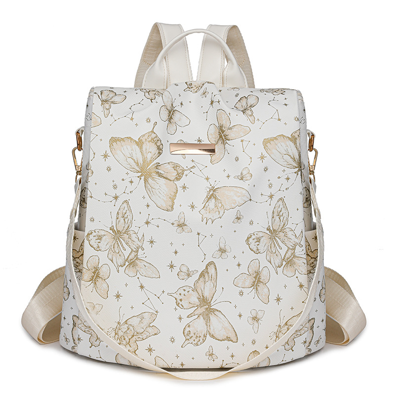 Mochila antirrobo para mujer 2024 otoño nueva mochila de cuero suave para mujer impresión de moda mochila de viaje de gran capacidad marea