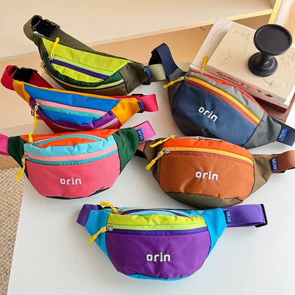 Children's Colorful Dopamine Chest Bag for Boys and Girls, Korean Style Trendy Outdoor Casual Mini Baby Crossbody Waist Bag