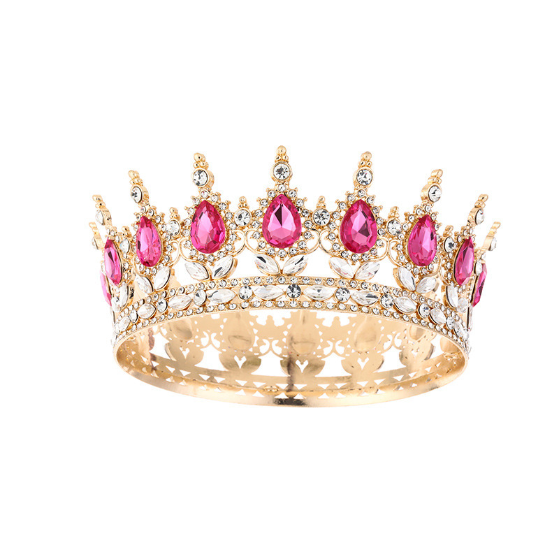 Europa y Estados Unidos cabeza de corona de novia barroca colorida de cristal peinado noble temperamento reina corona de fénix