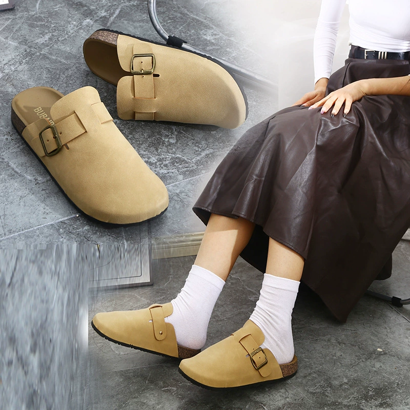 Тапочки женские толстые подошвы новые полутолщенные модные ботинки Baotou Birkenn женские коровьи кожаные туфли