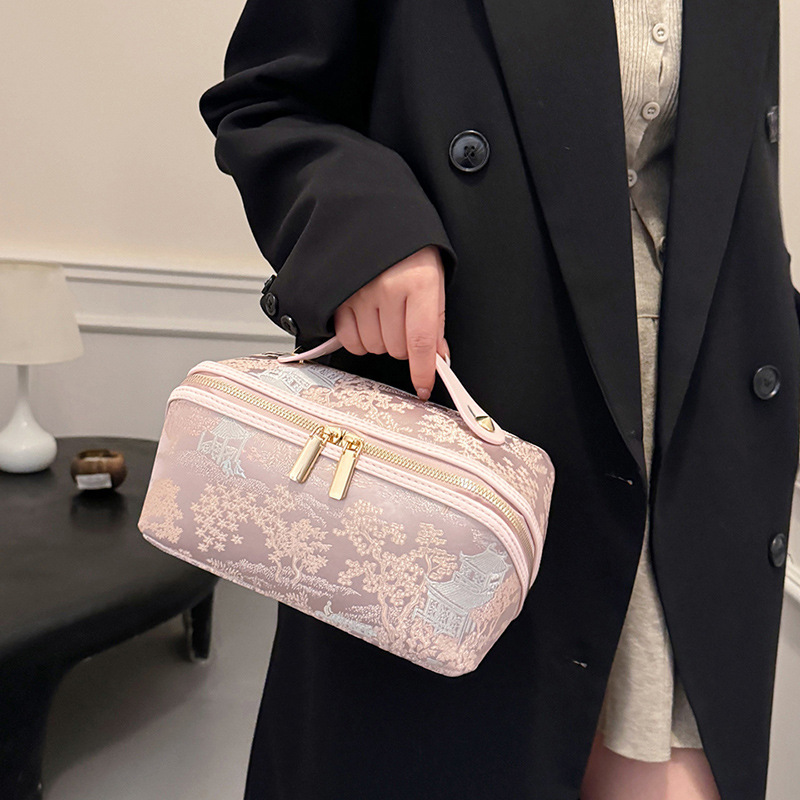 新型ファッション軽豪華刺繍線手提げ化粧バッグ女性防水大容量多機能pu旅行洗面収納バッグ|undefined