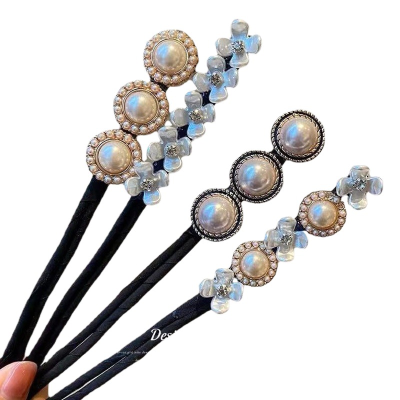 INS elegante dama rizador de pelo cabeza de bola de flores Perla perezoso francés Internet celebridad lazo de pelo cuerda de pelo anillo de pelo