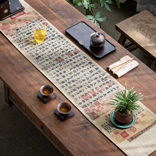Zen hand-painted linen tea mats, table flags, tea ceremony accessories, Chinese linen tea coasters, tea sets, tea art dry mats, tea flags