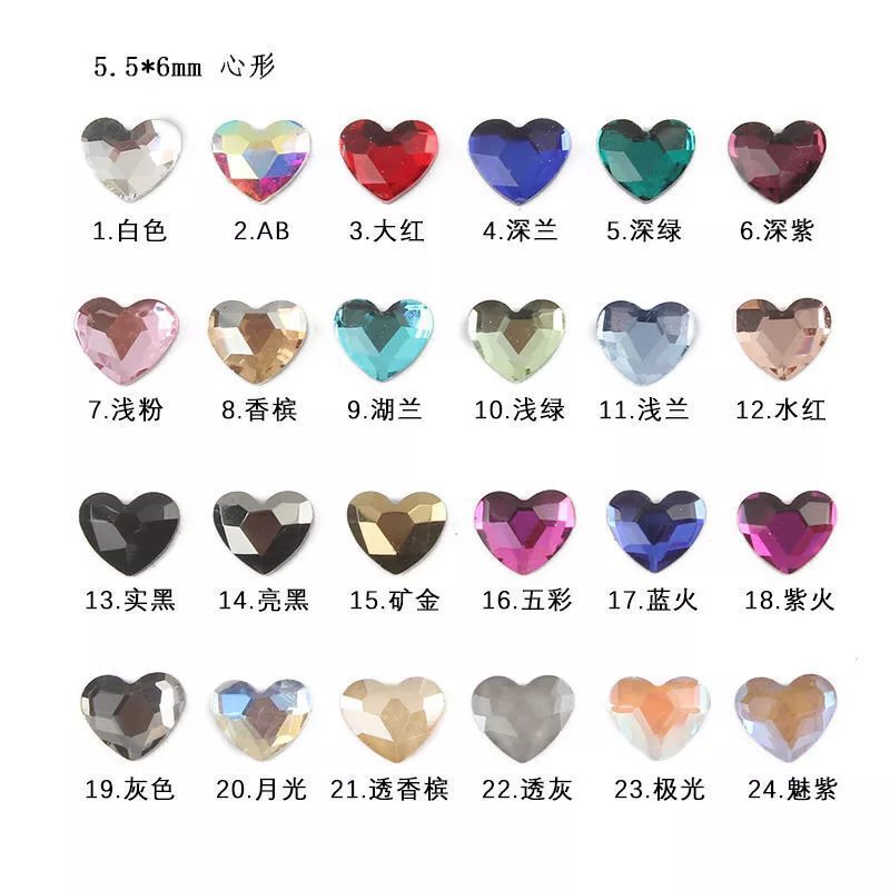 Popular online celebrity style large and small peach heart nail Diamond flat pink heart-shaped diamond fingertip Super flash crystal diamond accessories