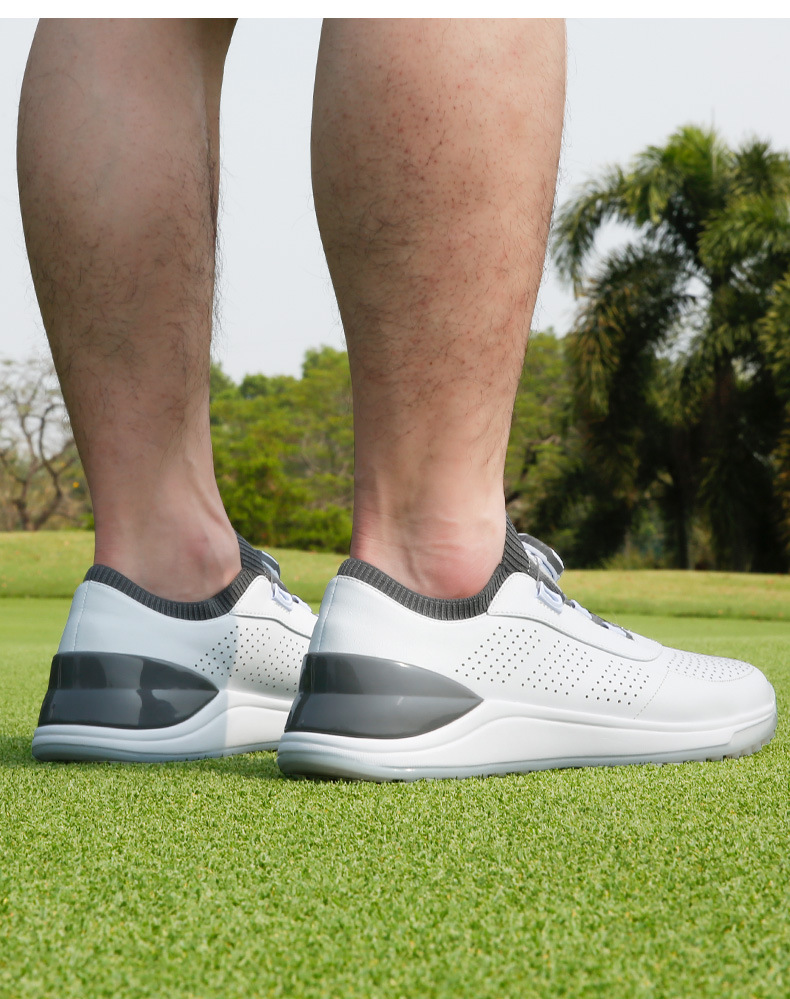 Giày golf nam PGM dây núm vặn, lỗ thoáng khí, chống trượt — Xz264-trắng Xám [lỗ thông hơi] chi tiết 9